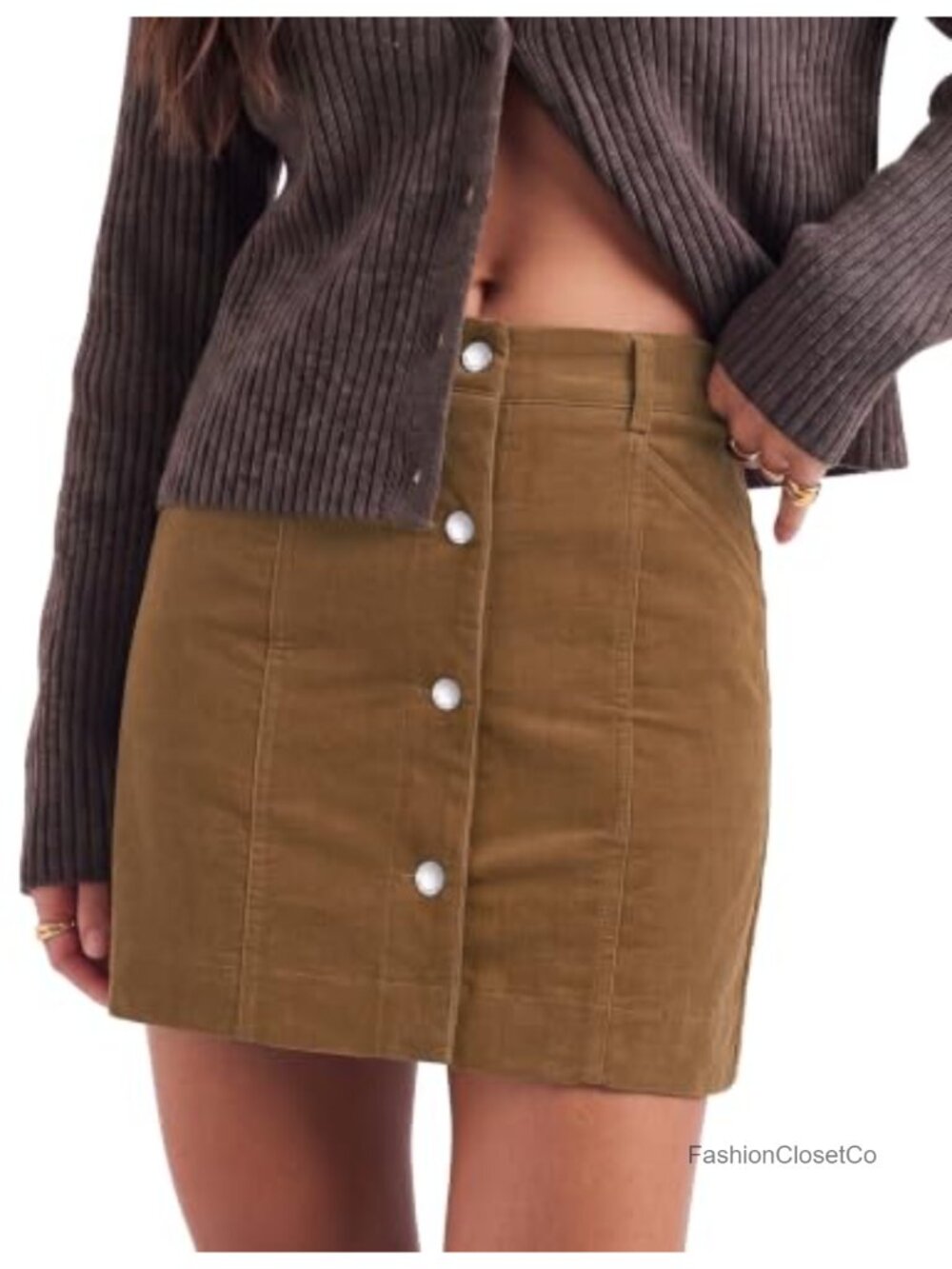 Women's Corduroy Mini Skirt Stretchy High Rise Fall Skirts